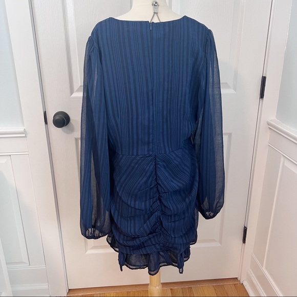 Showpo. Blue Amoretta Chiffon Mini Dress Long Sleeves Showpo - Picture 3 of 10